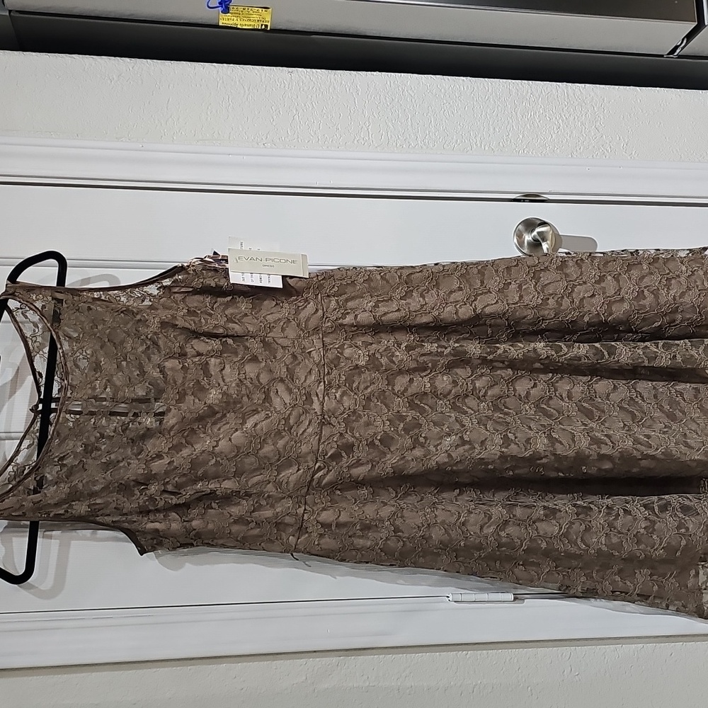 Evan Picone Brown Spaghetti Strap Midi Sundress